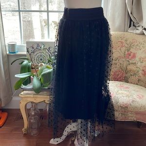 {Andi + James} Black Tulle Polka Dot Midi Skirt